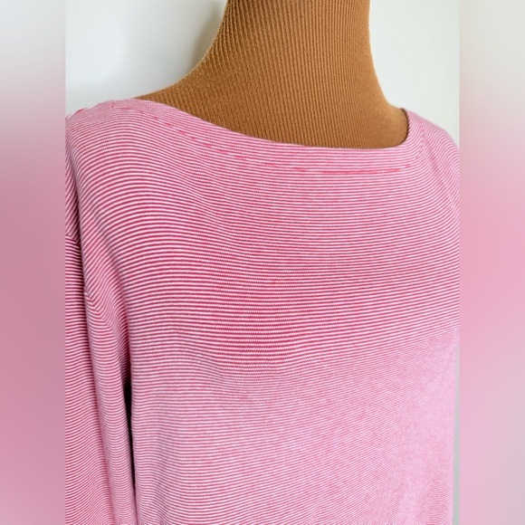 Chico's Red White Micro Striped Boat Neck Pullover Top Size Large - Picture 2 of 7